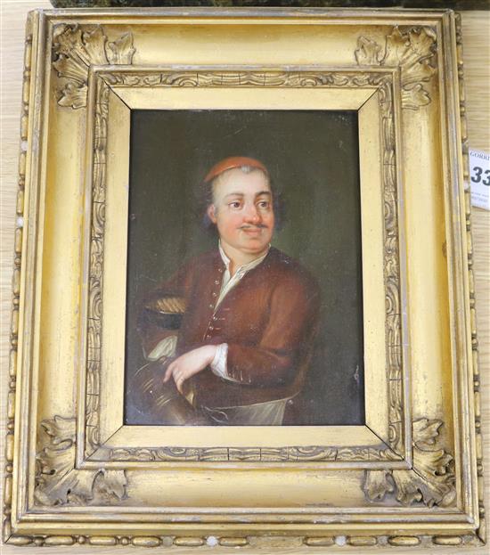 19th century French School Portrait of an Innkeeper 7.5 x 5.5in.